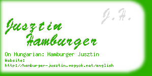 jusztin hamburger business card